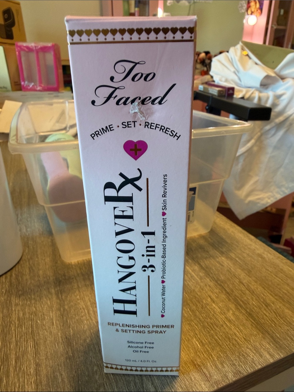 Too Faced Hangover Rx 3-in-1 Replenishing Primer & Setting Spray - Pink/Gold